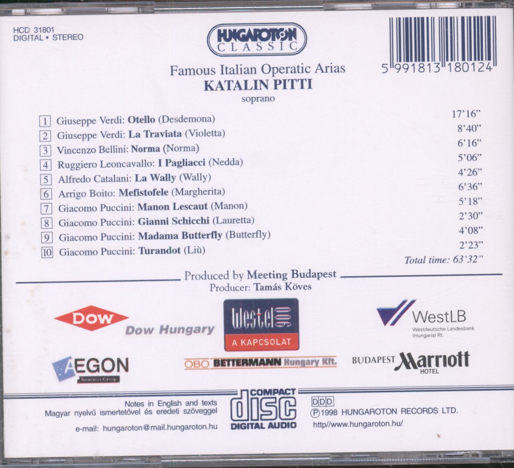 Katalin Pitti - Famous Italian Operatic Arias - Cd