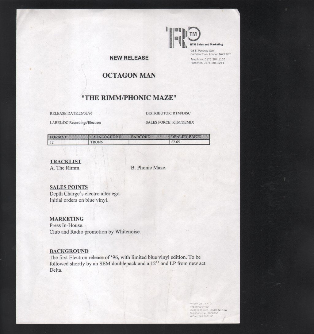 Octagon Man - Rimm / Phonic Maze - 12 Inch