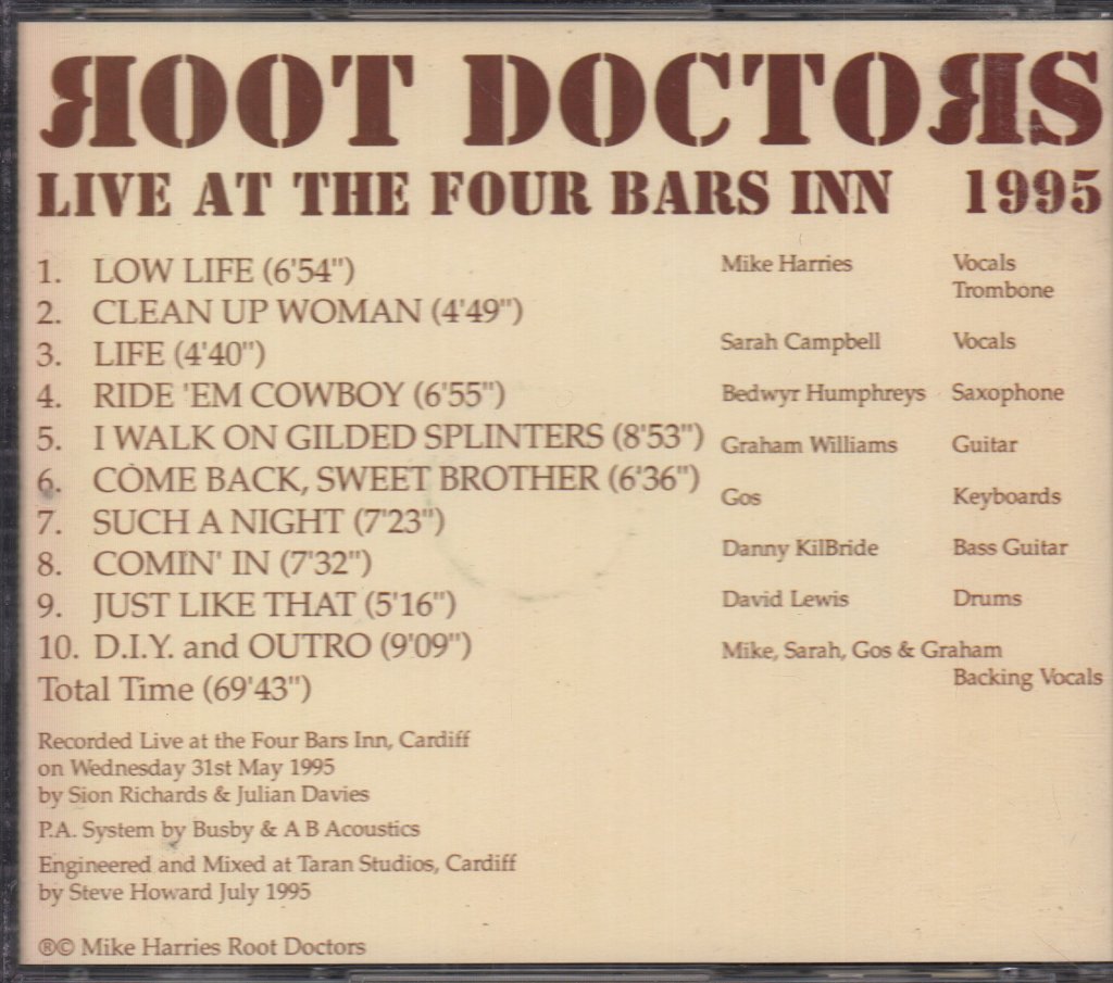 root doctors - live at the four bars inn 1995 - Cd