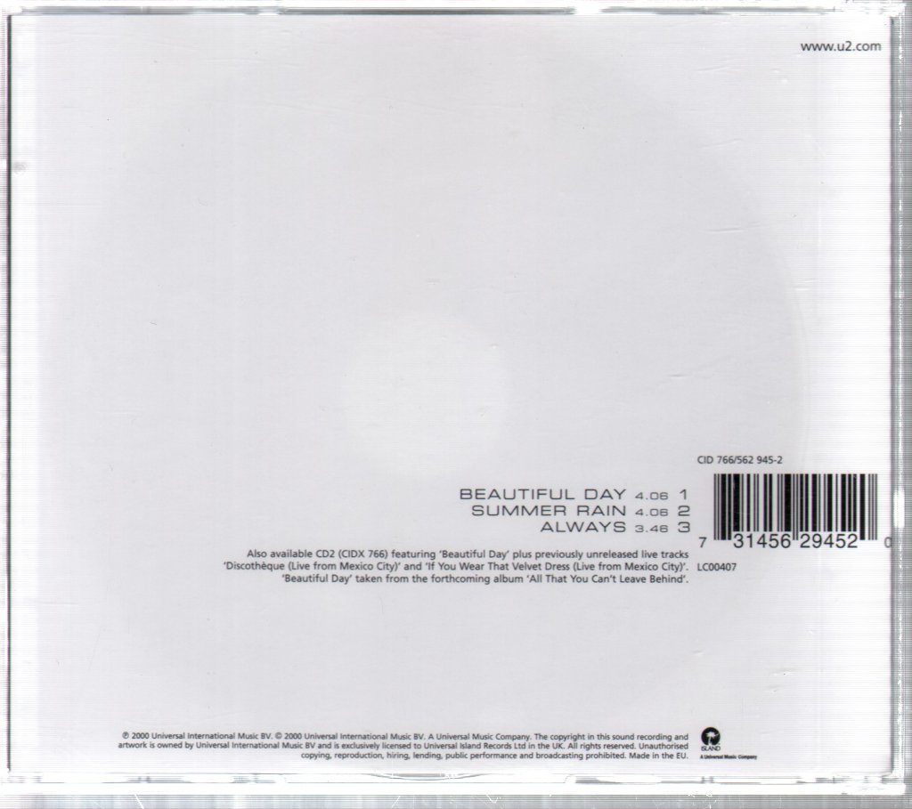 U2 - Beautiful Day - Cd