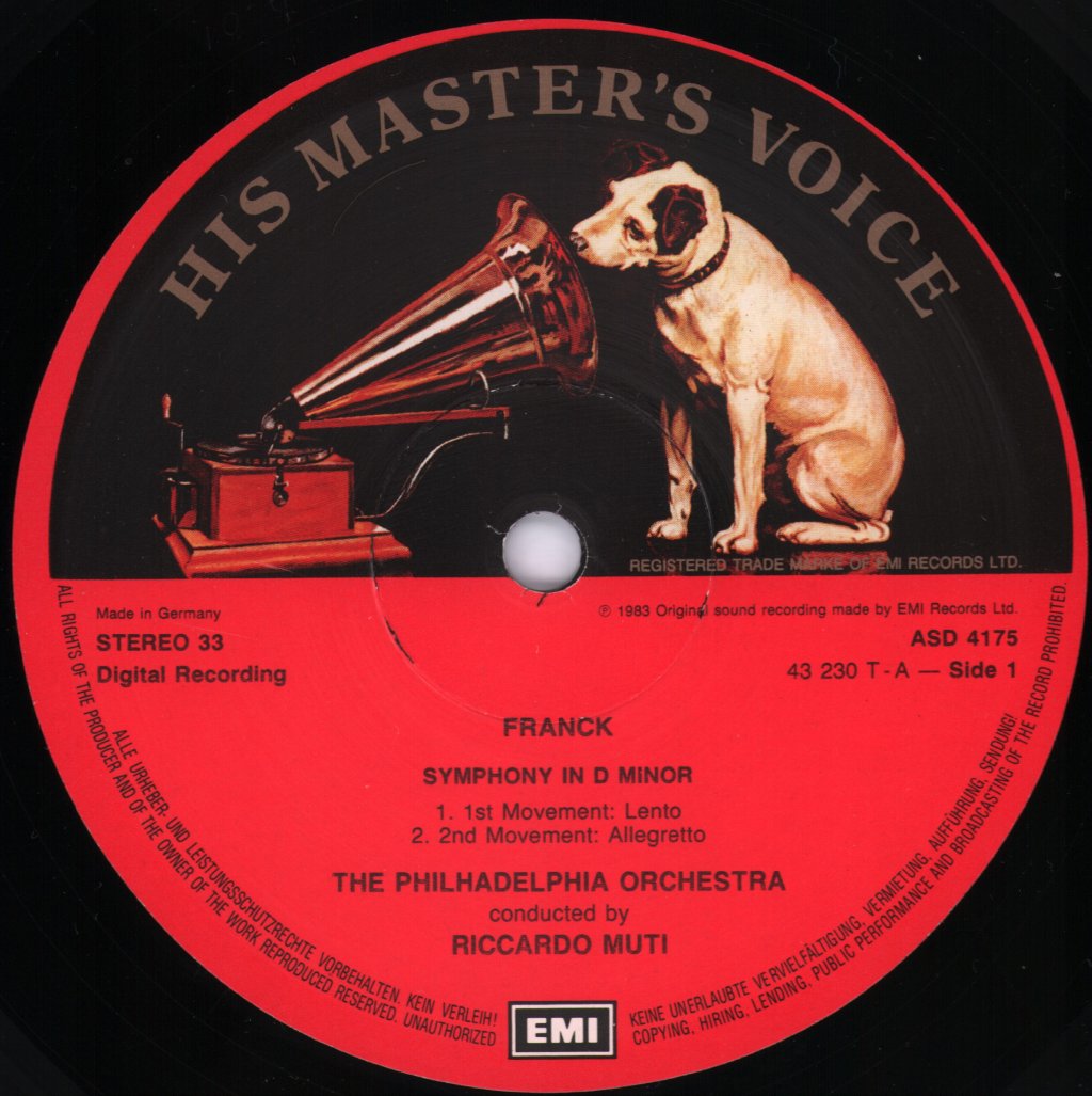 Riccardo Muti / Philadelphia Orchestra - Franck - Symphony In D Minor / Le Chasseur Maudit - Lp