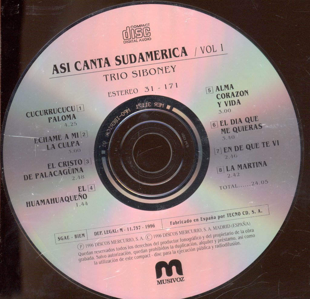 Trio Siboney - Asi Canta Sudamerica Vol 1 - Cd