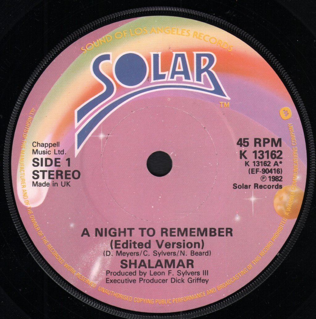 Shalamar - A Night To Remember - 7 Inch