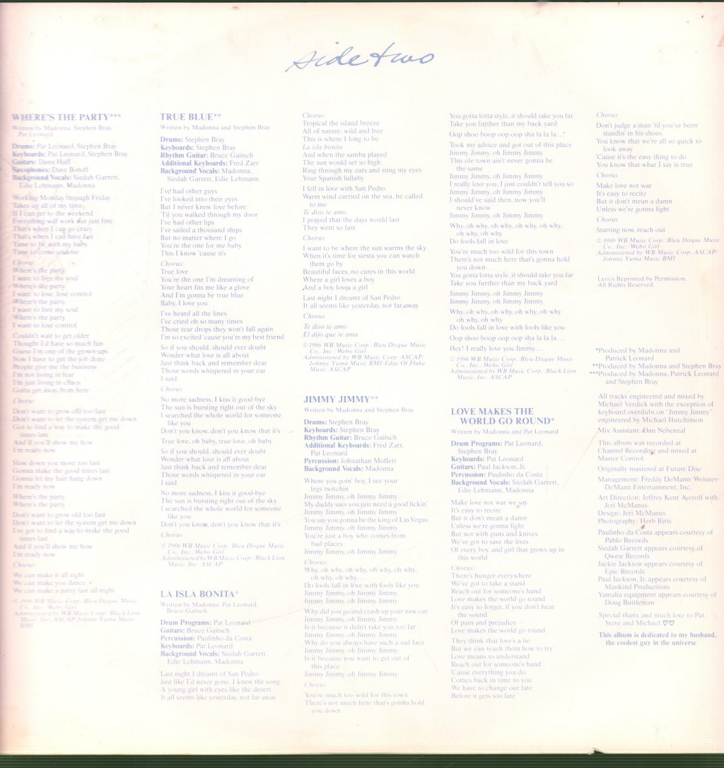 Madonna - True Blue - Lp