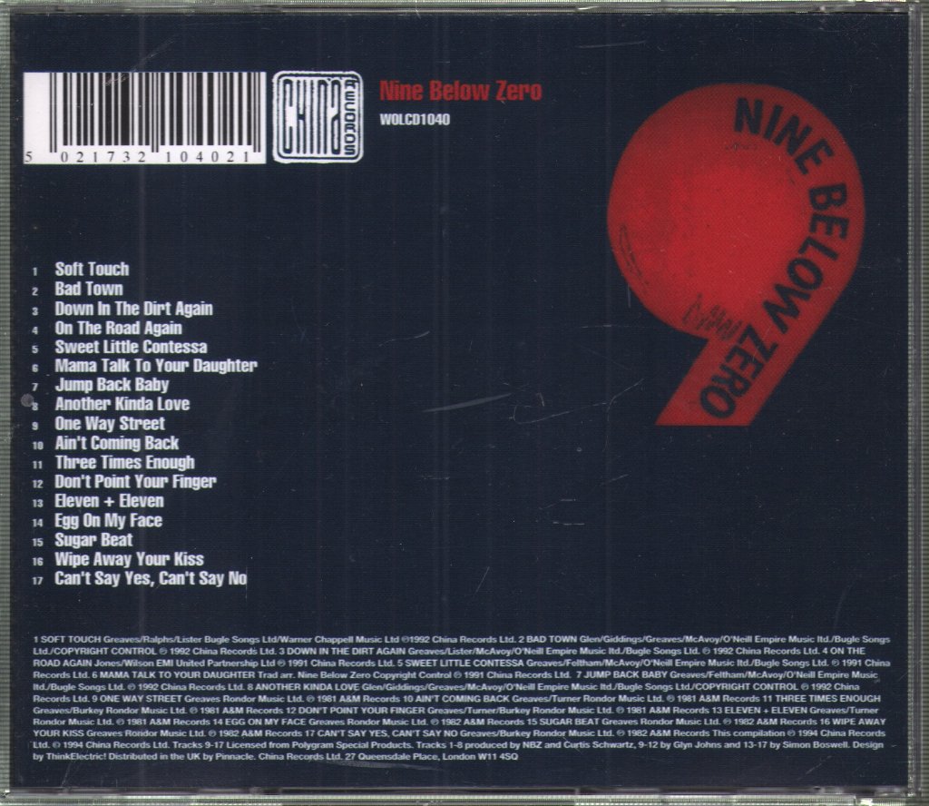 Nine Below Zero - Back To The Future - Cd