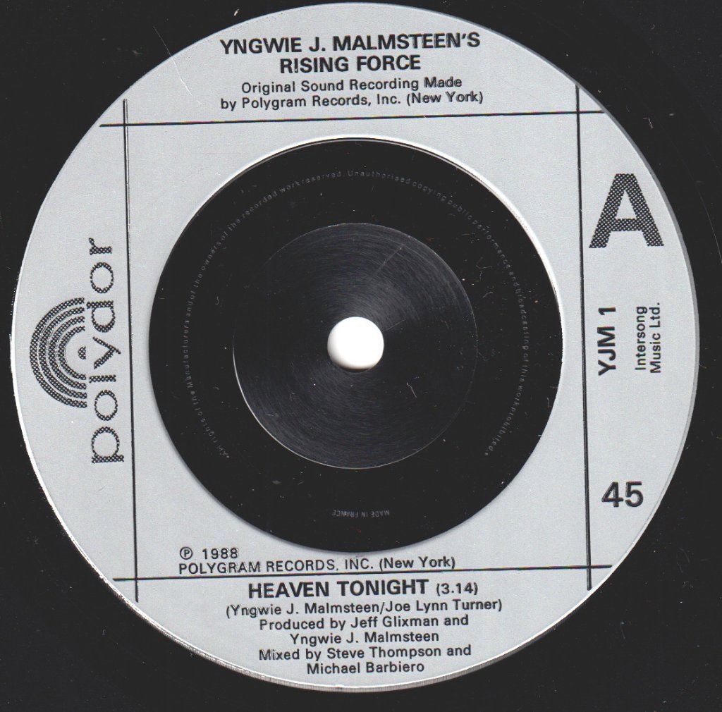 Yngwie Malmsteen - Heaven Tonight - 7 Inch