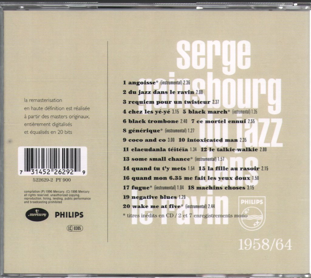 Serge Gainsbourg - Du Jazz Dans Le Ravin - Cd
