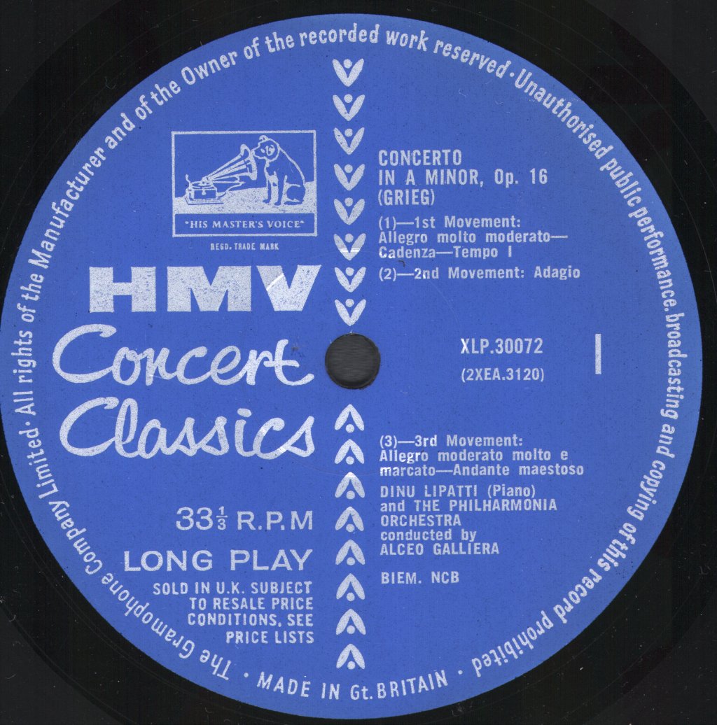Dinu Lipatti / Philharmonia Orchestra / Herbert von Karajan / Alceo Galliera - Dinu Lipatti Plays The Grieg And Schumann Piano Concertos - Lp