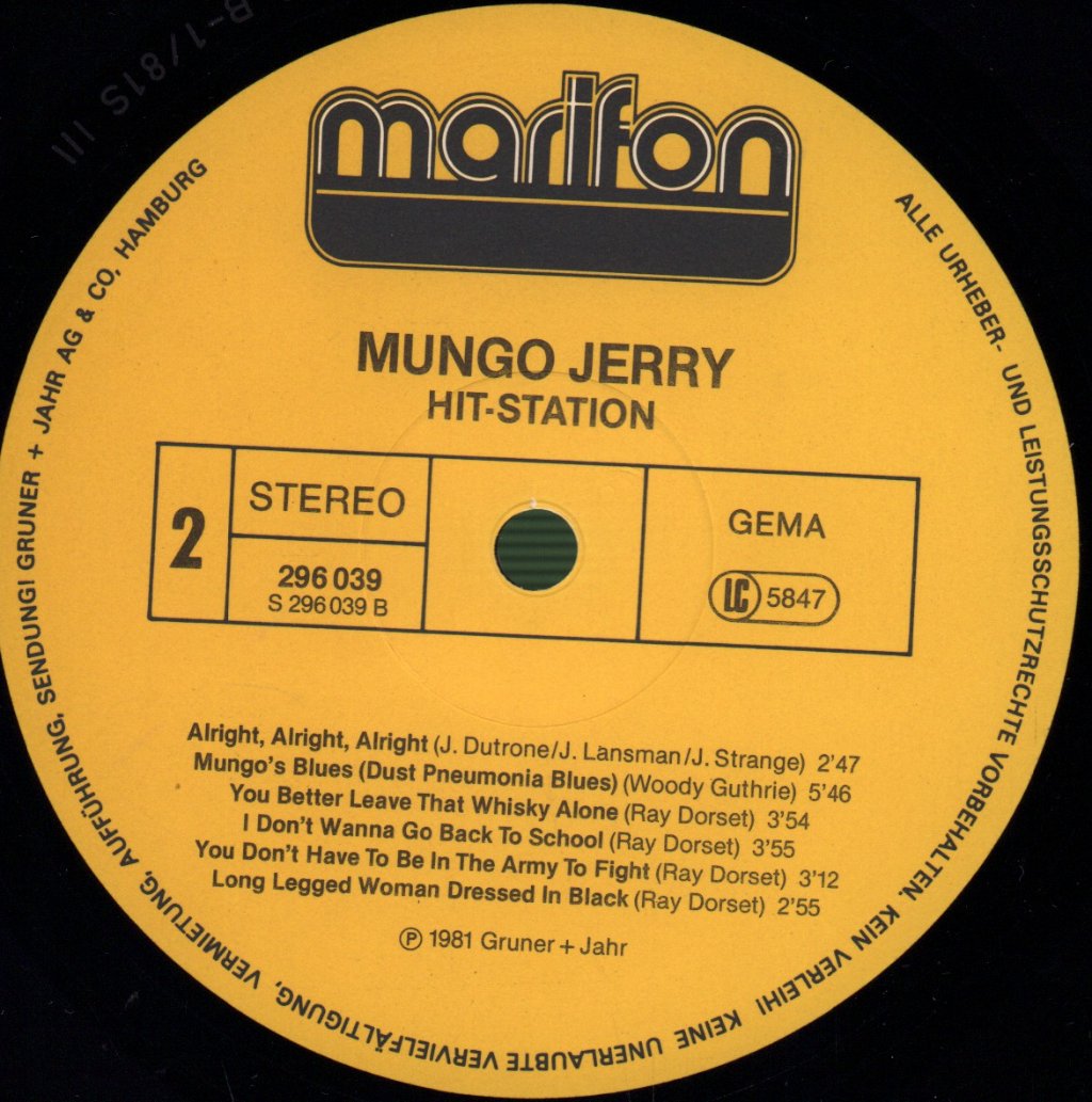 Mungo Jerry - Hit-Station - Lp