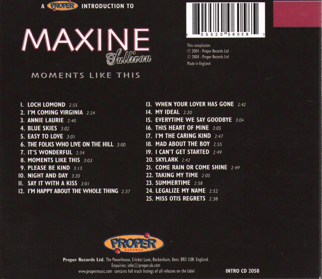 Maxine Sullivan - Moments Like This - Cd