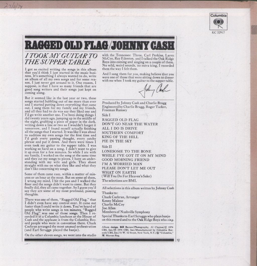 Johnny Cash - Ragged Old Flag - Lp