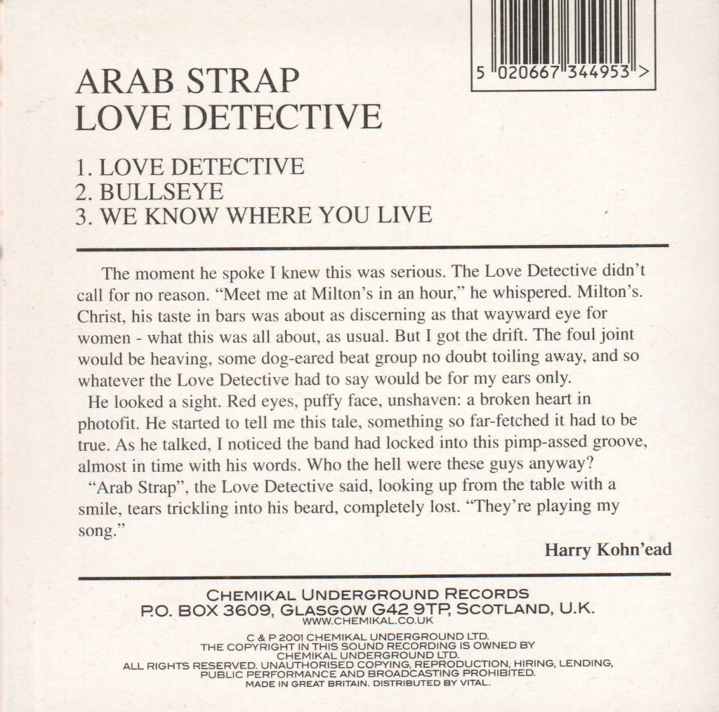 Arab Strap - Love Detective - Cd