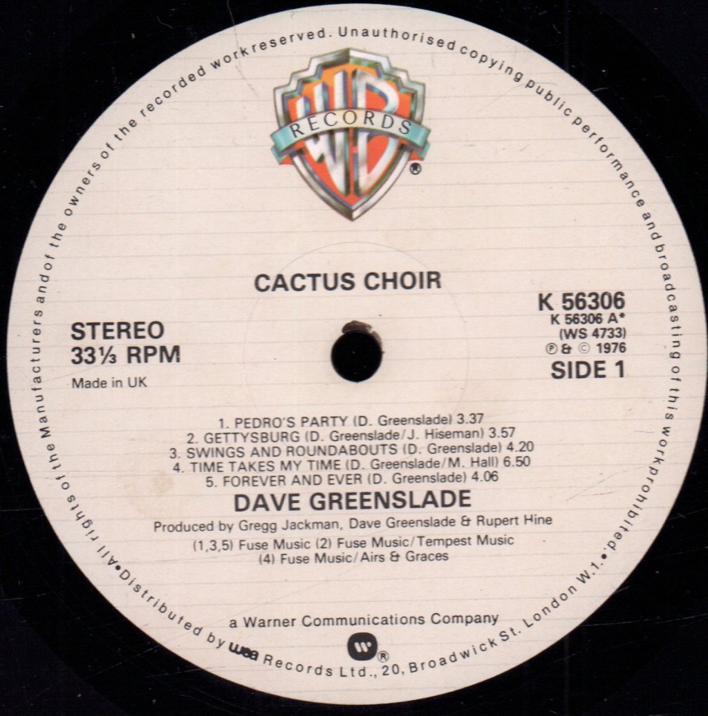 Dave Greenslade - Cactus Choir - Lp