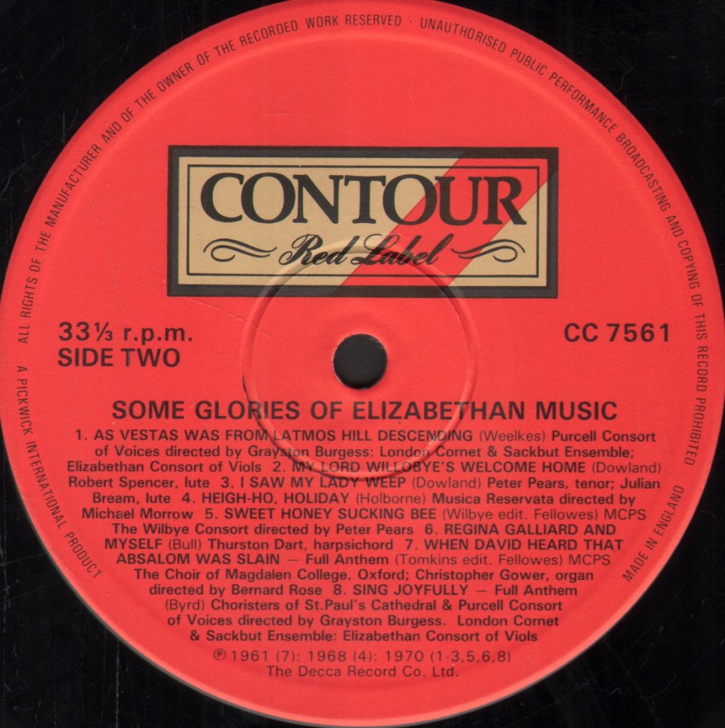 Various Artists - Some Glories Of Elizabethan Music - Lp