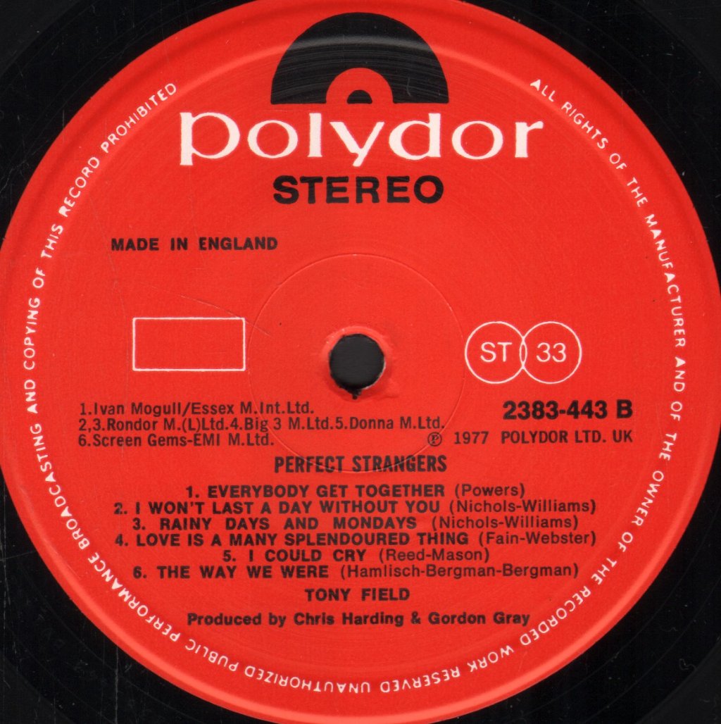 Tony Field - Perfect Strangers - Lp