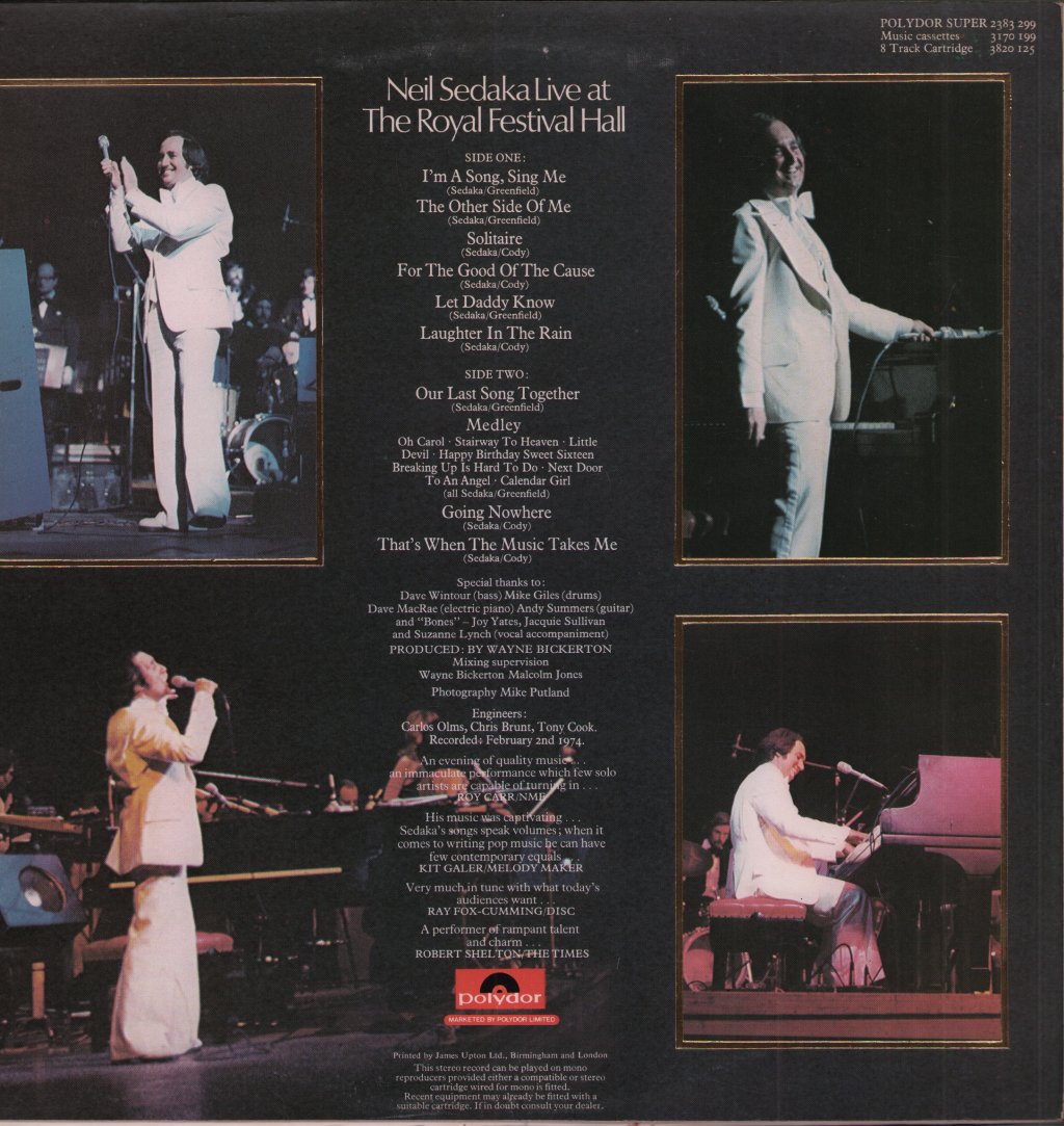 Neil Sedaka - Live At The Royal Festival Hall - Lp