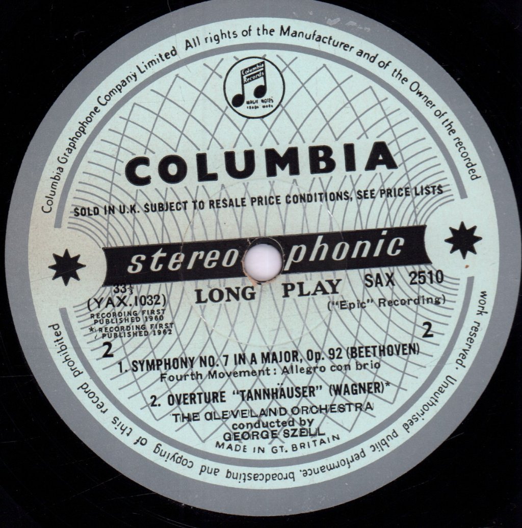 George Szell And The Cleveland Orchestra - Beethoven Symphony No.7 In A Mjor Op.92 - Lp