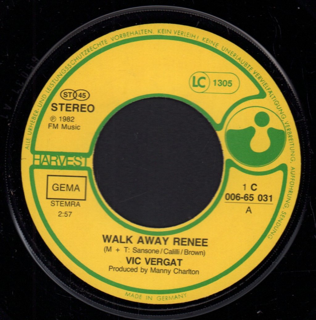 Vic Vergat - Walk Away Renee - 7 Inch