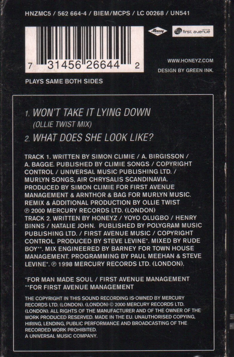 Honeyz - Won't Take It Lying Down - Cassette
