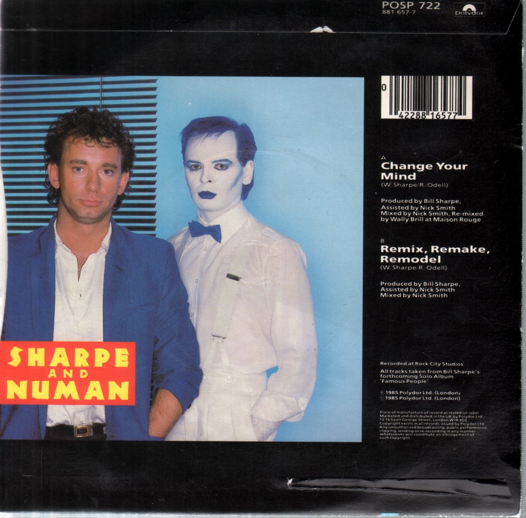 Sharpe And Numan - Change Your Mind - 7 Inch