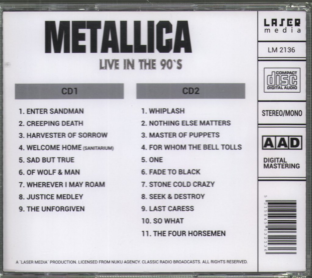 Metallica - Live In The 90’s - Double Cd
