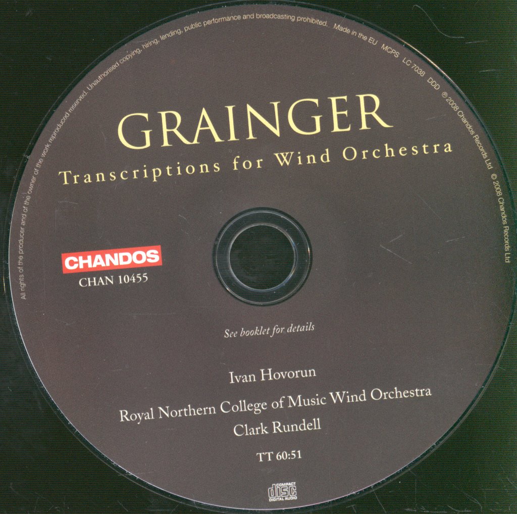 Royal Northern College Of Music Wind Orchestra, Clark Rundell - Percy Granger - Transcriptions For Wind Orchestra - Cd