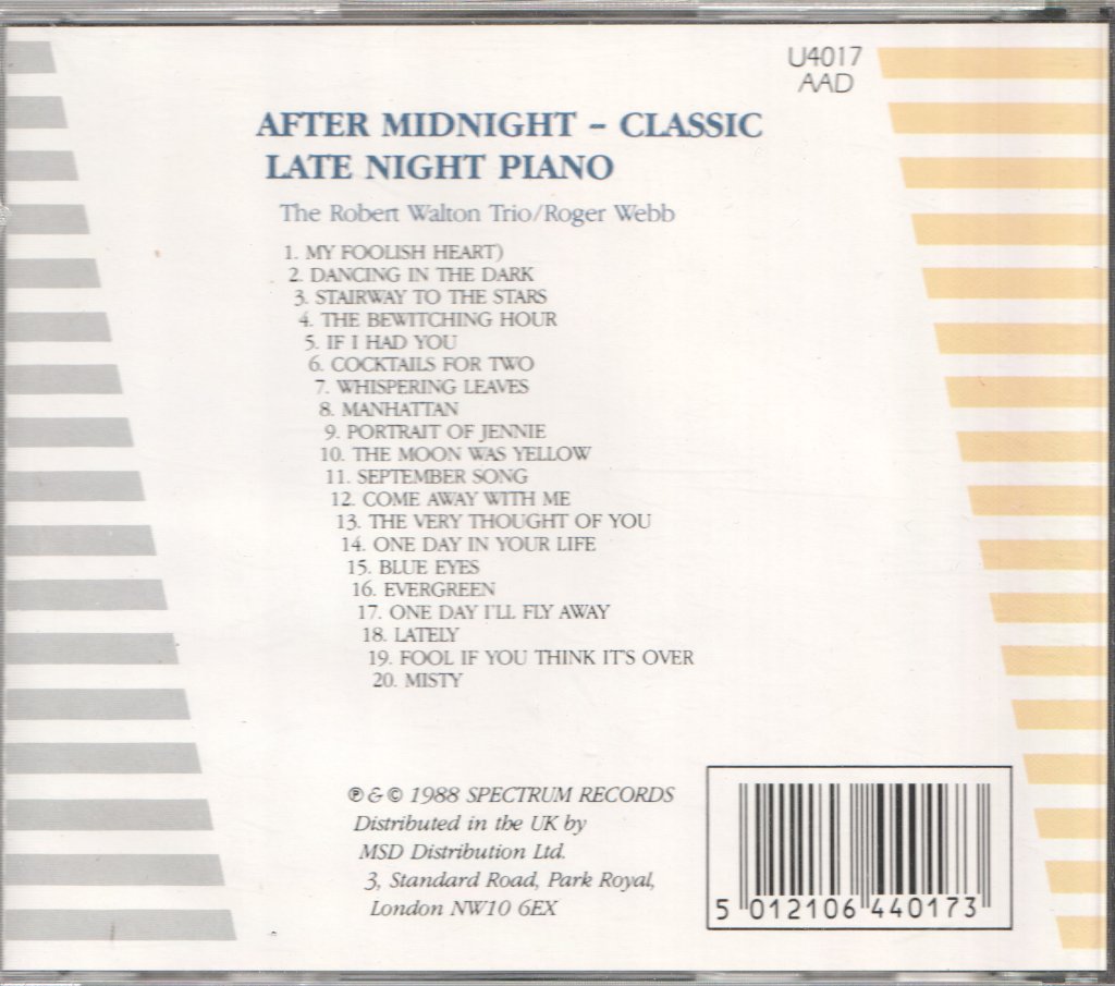 Robert Walton Trio / Roger Webb - After Midnight Classic Late Night Piano - Cd