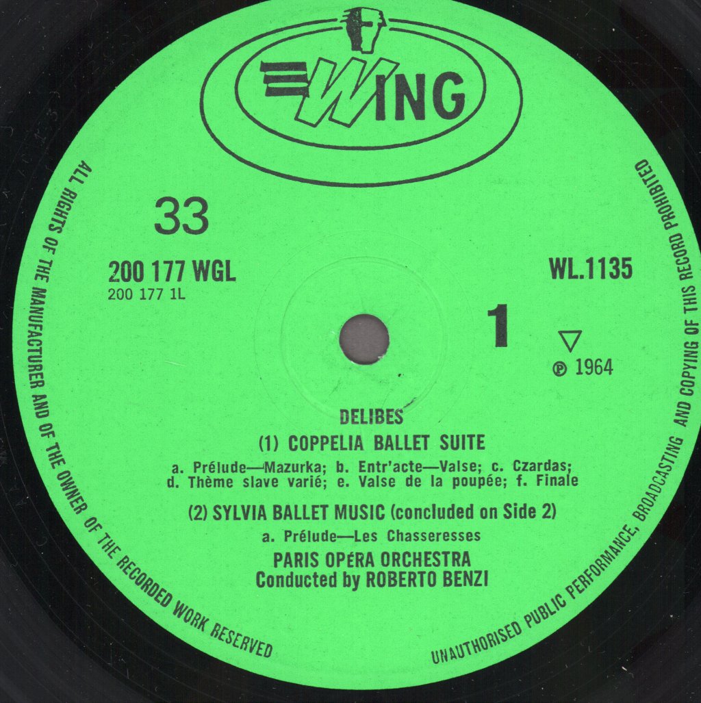 Paris Opera Orchestra / Roberto Benzi - Delibes - Coppélia Ballet / Sylvia Ballet / Gounod - Faust Ballet - Lp