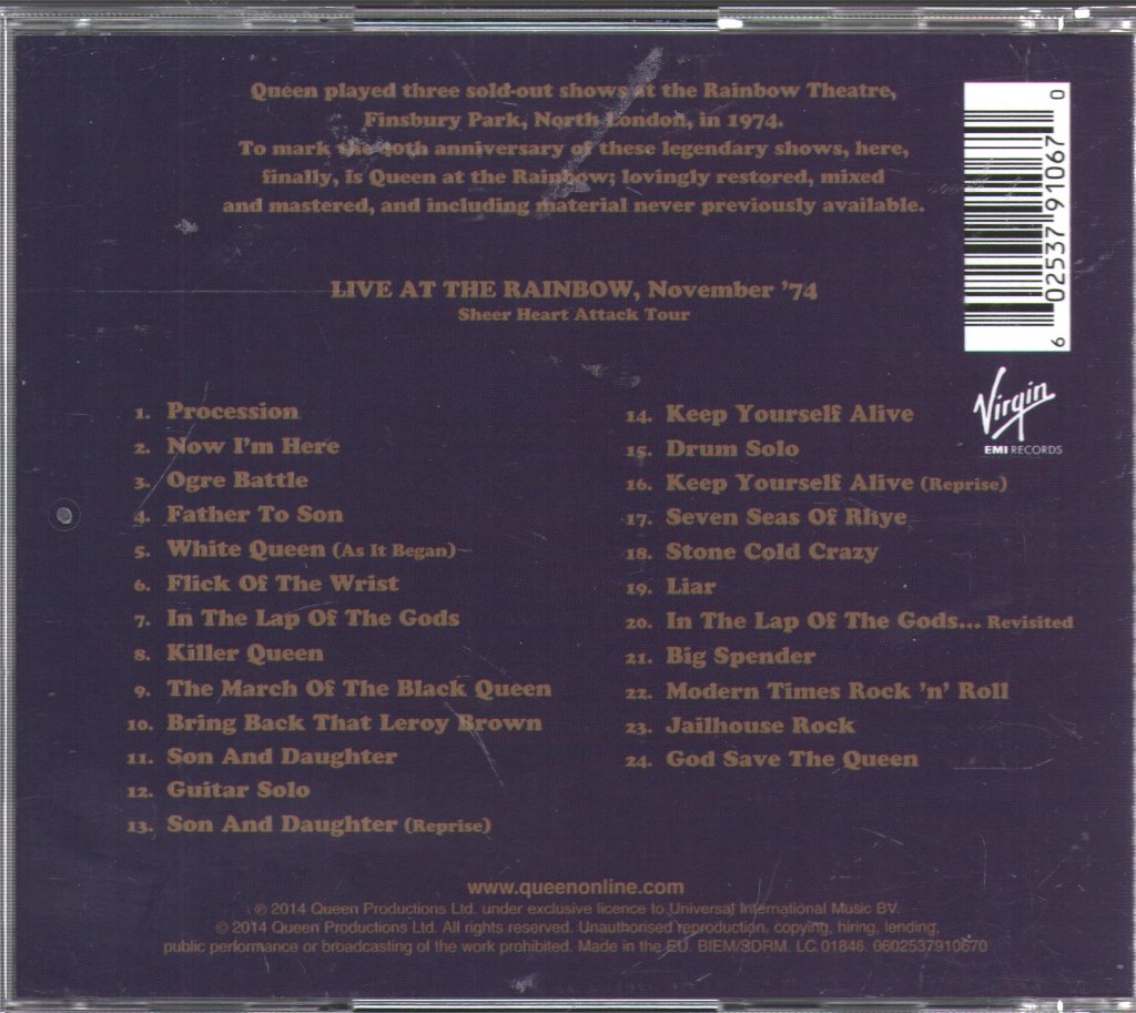 Queen - Live At The Rainbow '74 - Cd
