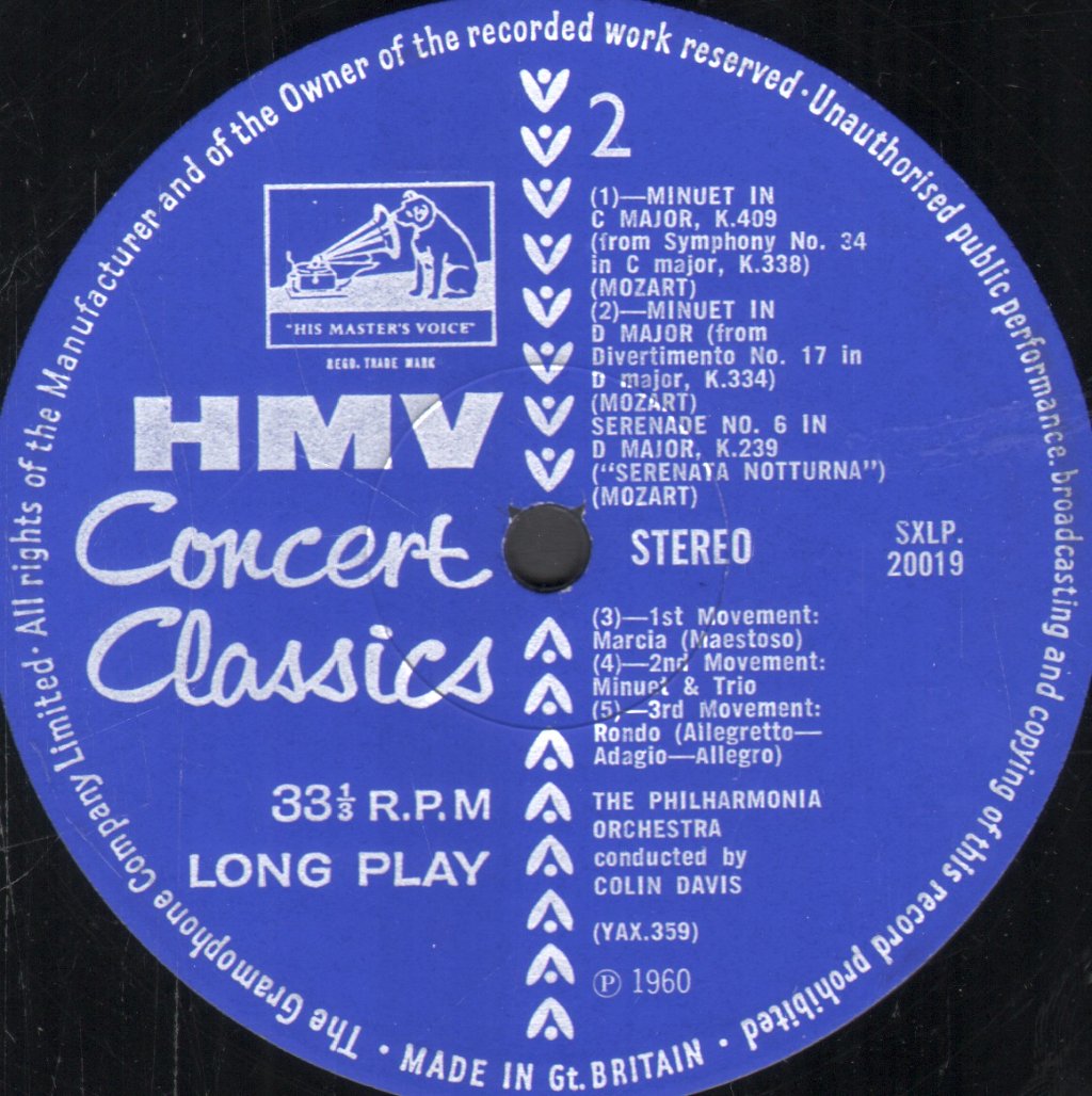 Colin Davis / Philharmonia Orchestra - Mozart - Night Music - Lp