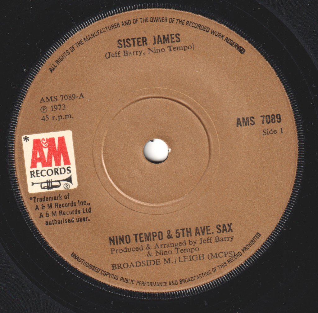 Nino Tempo And 5Th Avenue Sax - Sister James - 7 Inch