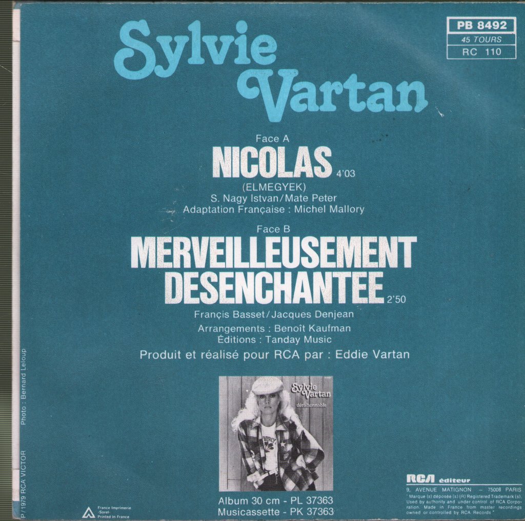 Sylvie Vartan - Nicolas - 7 Inch