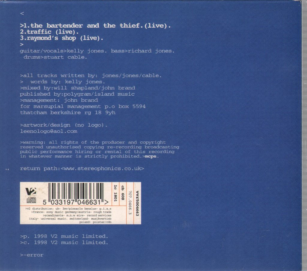 Stereophonics - Bartender And The Thief - Cd