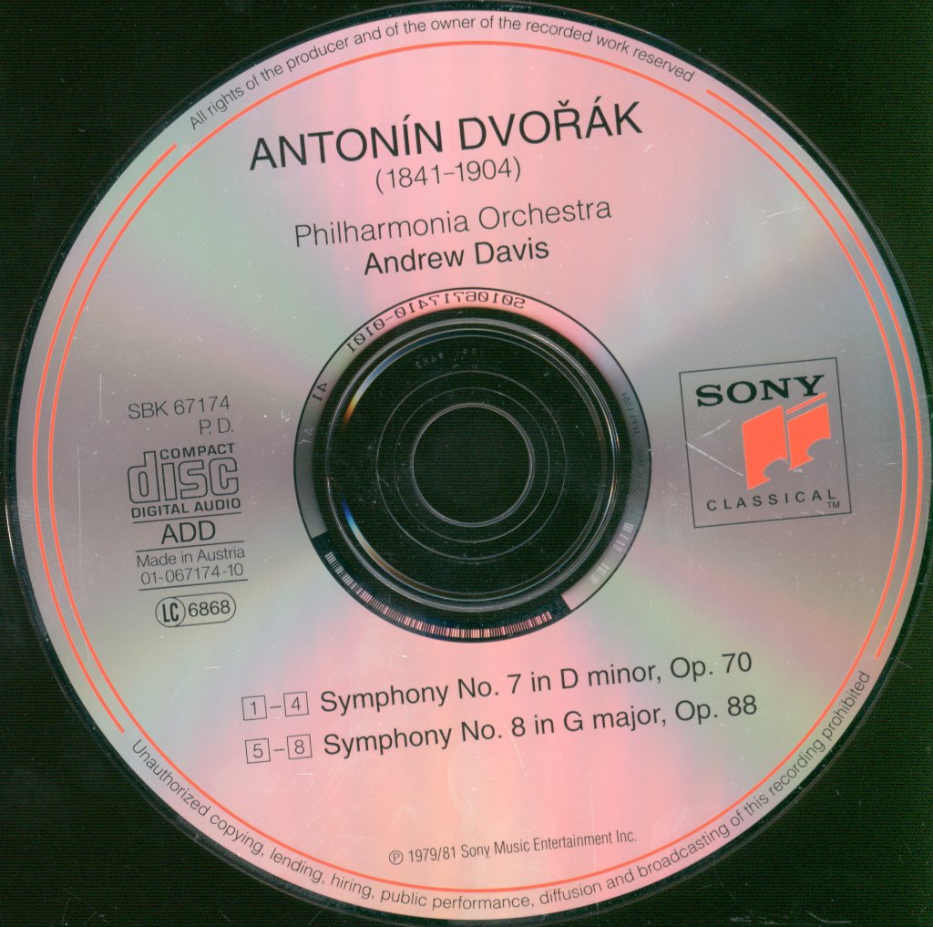 Andrew Davis, Philharmonia Orchestra - Dvorak - Symphonies Nos. 7 & 8 - Cd