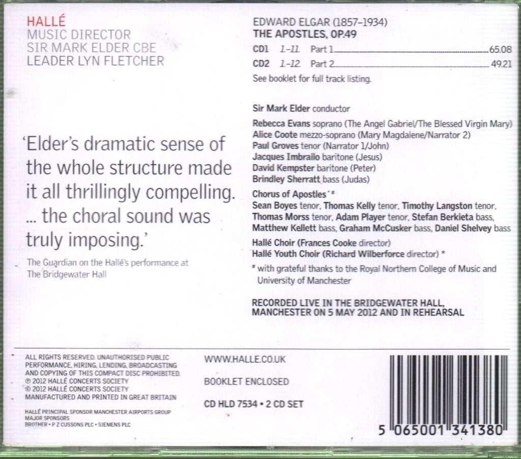 Sir Mark Elder - Elgar - Apostles OP.49 - Double Cd