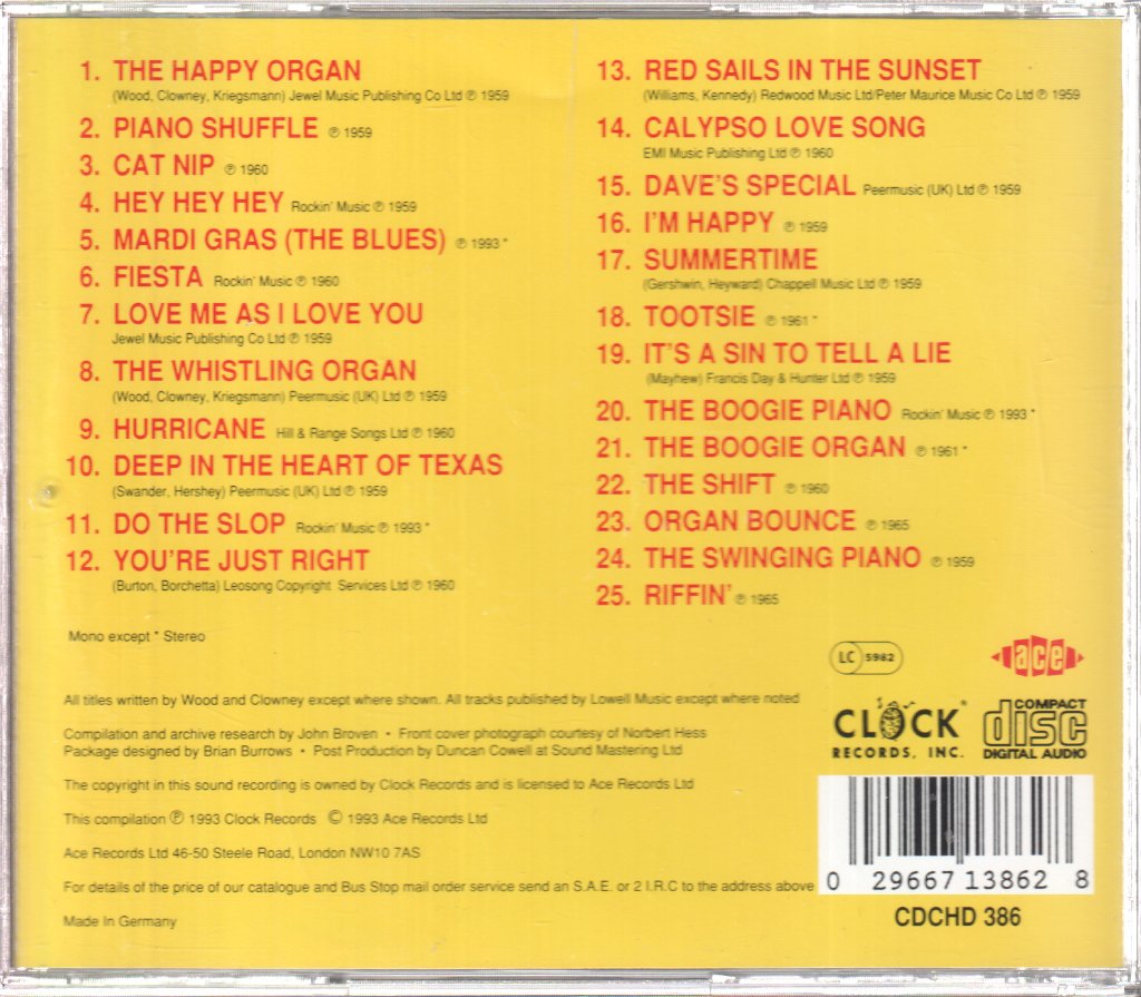 Dave Baby Cortez - Happy Organs, Wild Guitars & Piano Shuffles - Cd