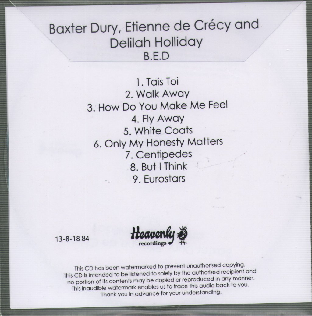 Baxter Dury, Etienne de Crécy & Delilah Holliday - B.E.D - Cdr