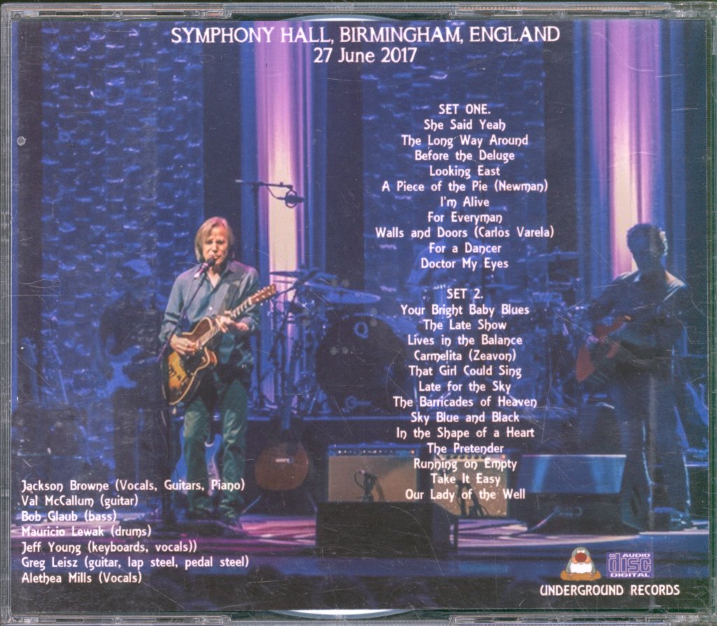 Jackson Browne - Symphony Hall Birmingham 27rth June 2017 - Double CD-R