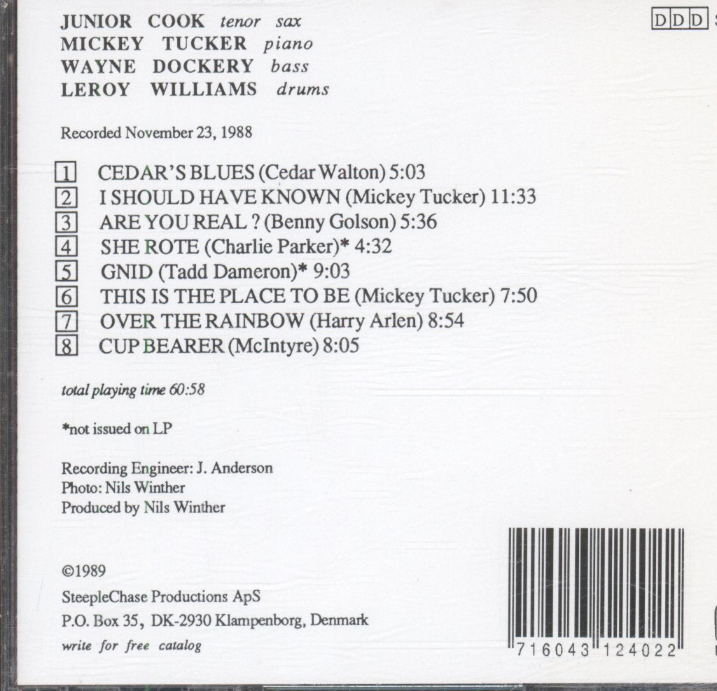 Junior Cook Quartet - Place To Be - Cd