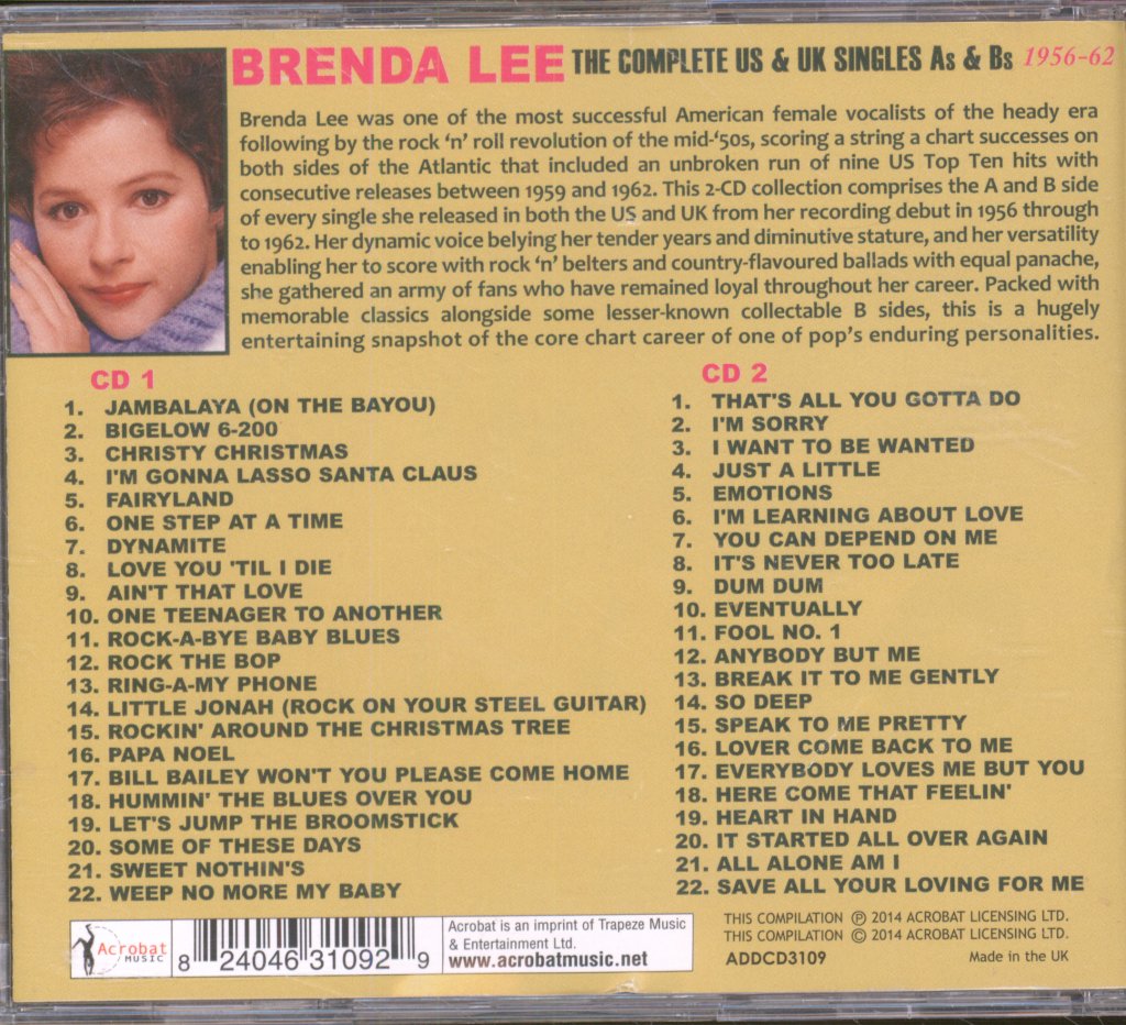 Brenda Lee - Complete US & UK Singles As & Bs - Double Cd