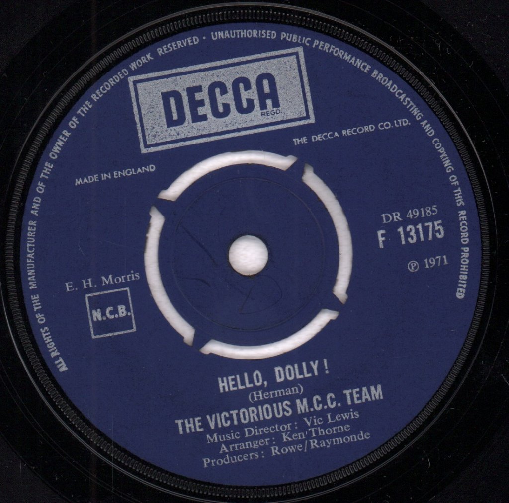 Victorious M.c.c. Team - Ashes Song - 7 Inch