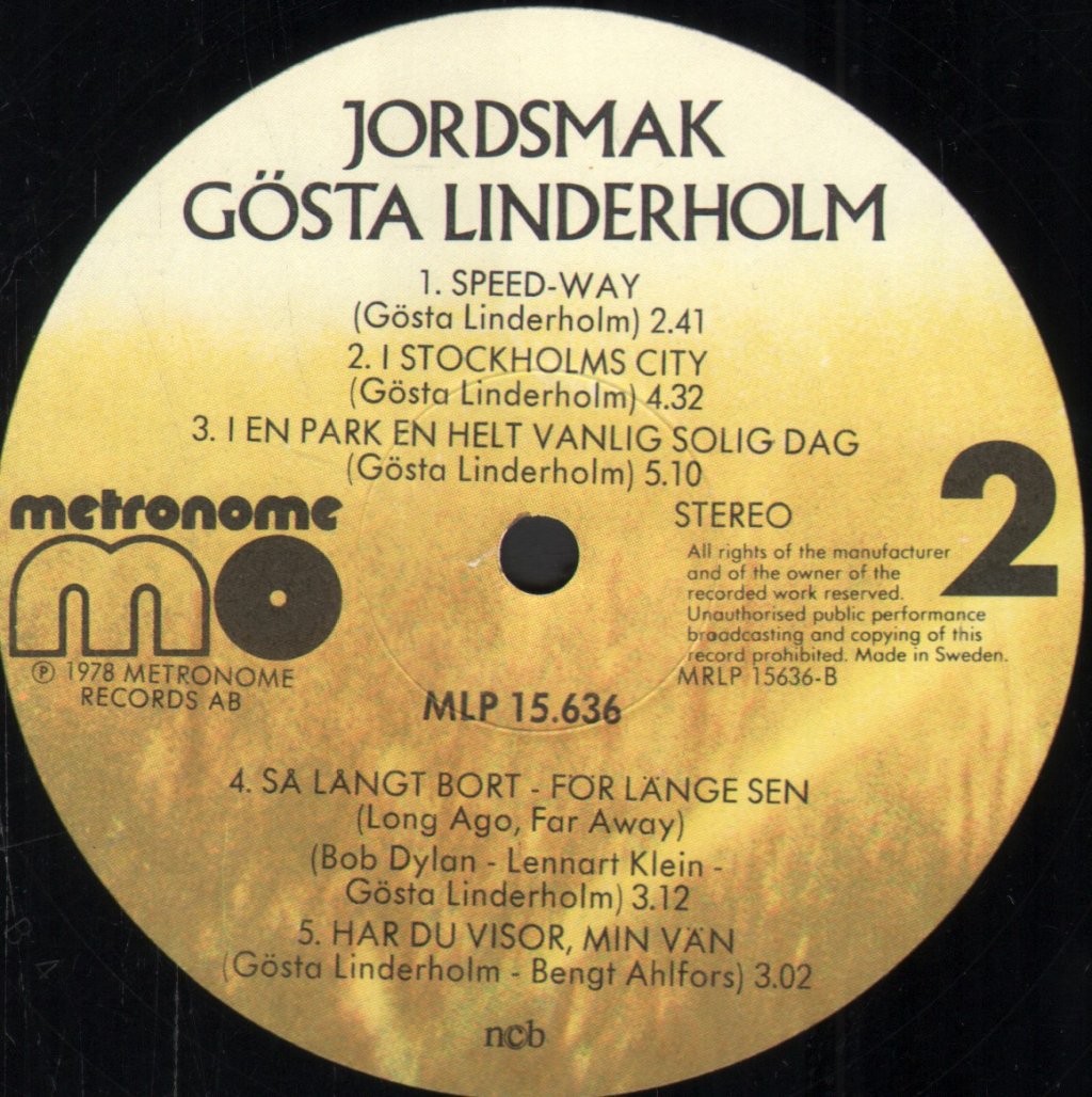 Gosta Linderholm - Jordsmak - Lp