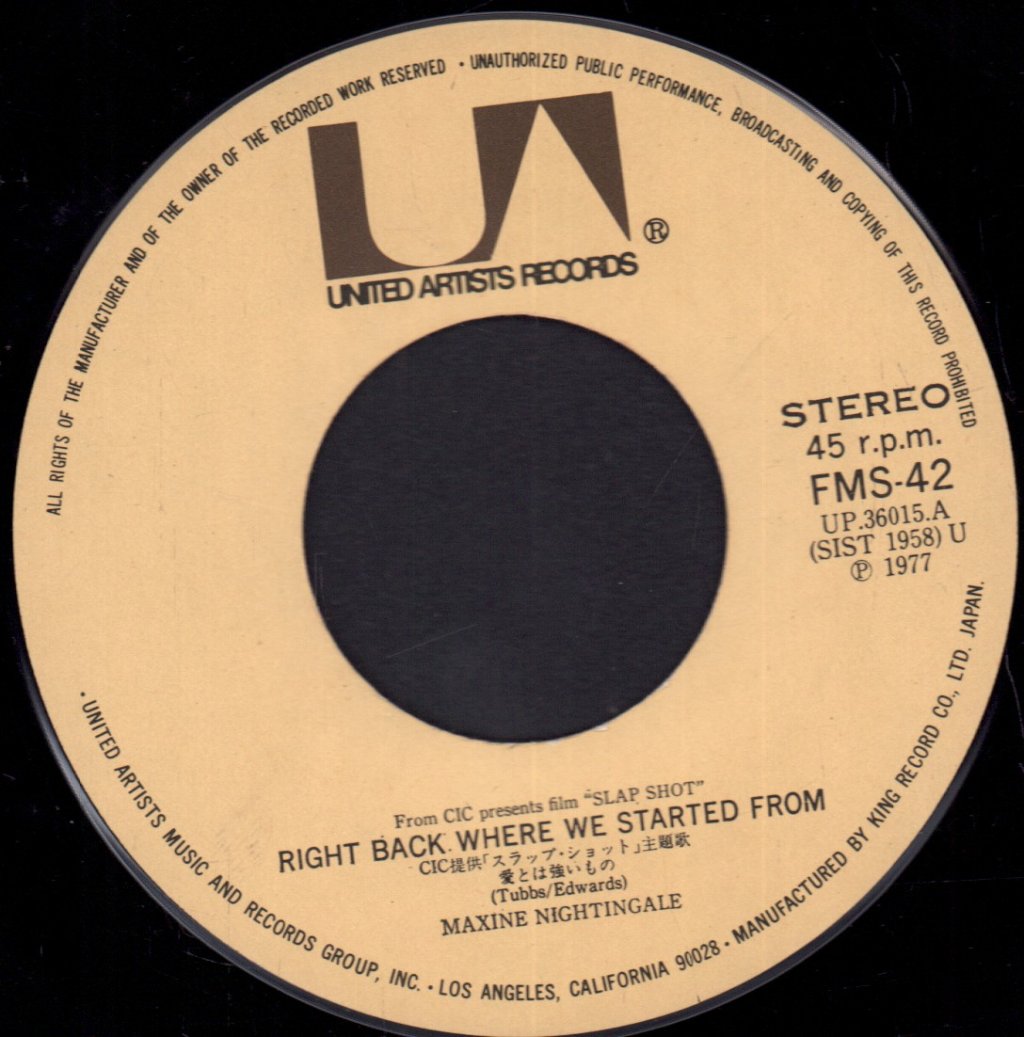 Maxine Nightingale - Right Back Where We Started From - 7 Inch