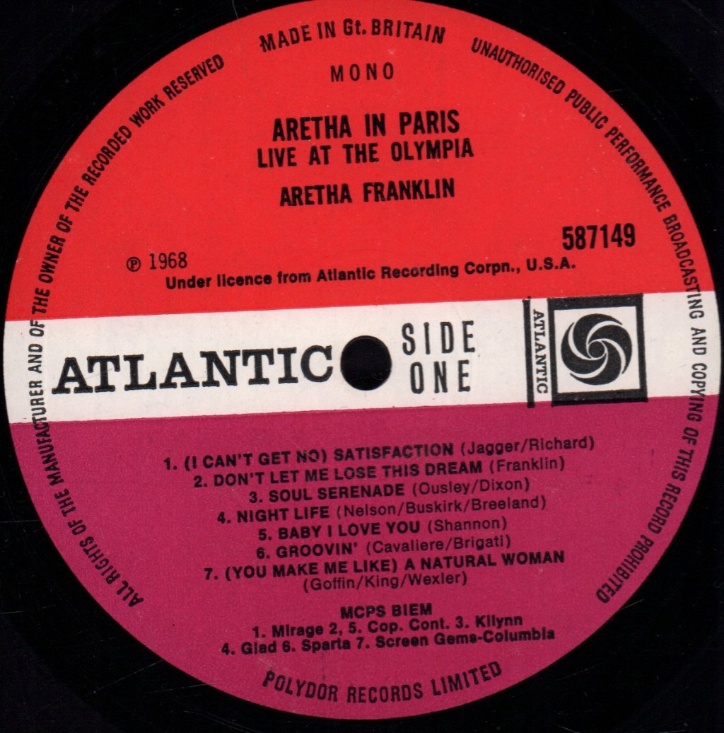 Aretha Franklin - Aretha In Paris Live At The Olympia - Lp