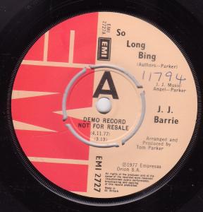 J.j. Barrie - So Long Bing - 7 Inch