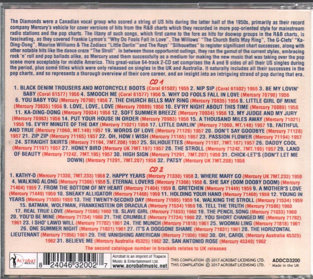 Diamonds - Complete Singles As & Bs 1955-62 - Double Cd