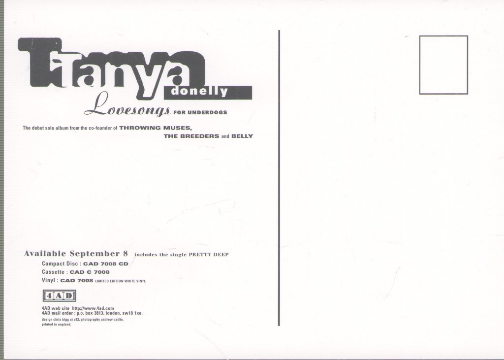 Tanya Donelly - Lovesongs For Underdogs - Card