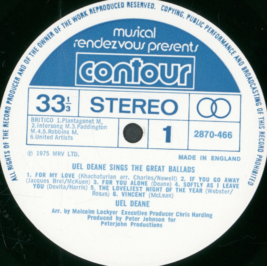 Uel Deane - Sings The Great Ballads - Lp