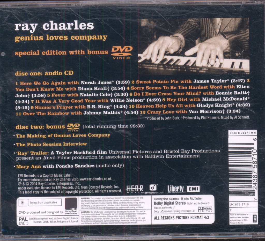 Ray Charles - Genius Loves Company - Cd/Dvd