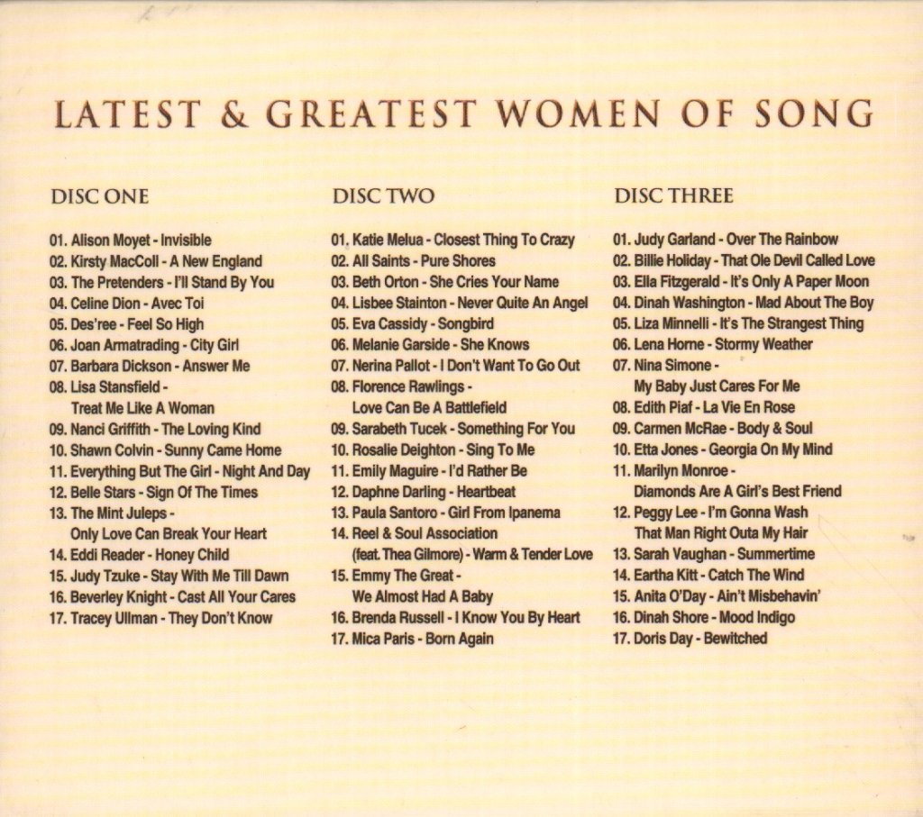 Various Artists - latest and greatest women of song - Triple Cd